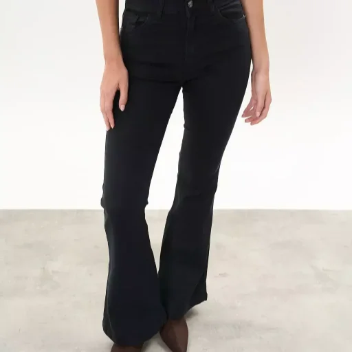 Pantalon de jean negro elastizado, corte OXFORD. - imagen 4
