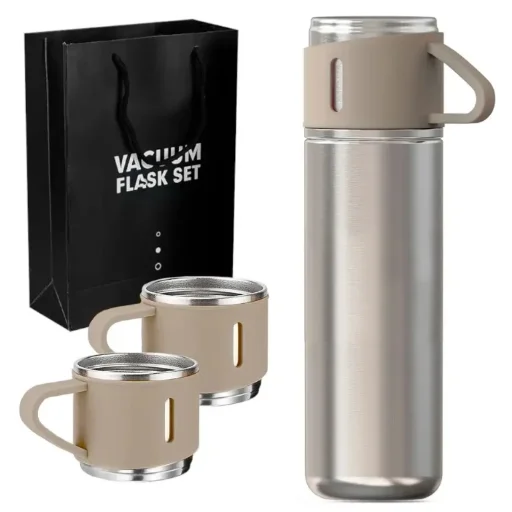 Termo Térmico 500 Ml + 3 Tazas Auto Viaje Acero Inoxidable - imagen 2