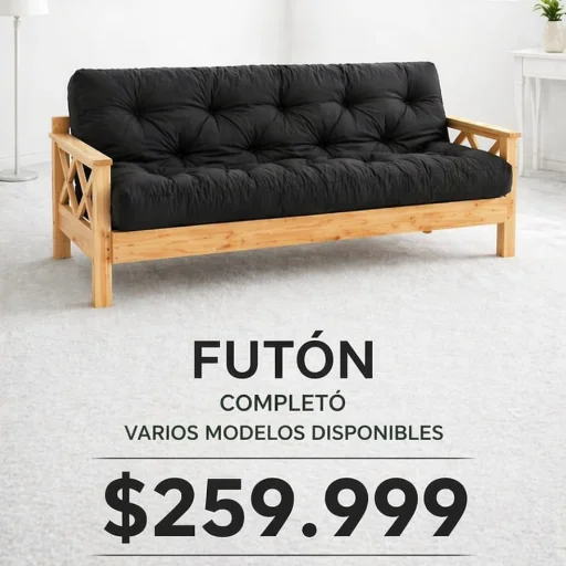 FUTON COMPLETO 3 CUERPOS DE PINO - imagen 6