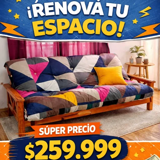 FUTON COMPLETO 3 CUERPOS DE PINO - imagen 4