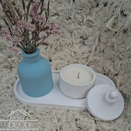 Kist de floreros bandejas y velas