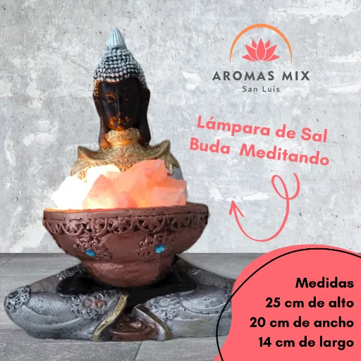 Lámpara de sal Buda iluminado meditando