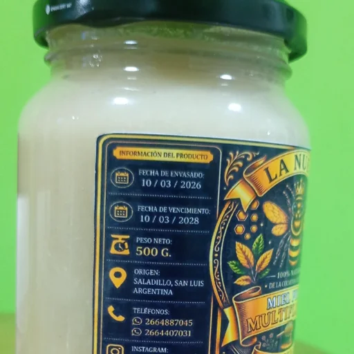 MIEL LA NUEVA REYNA POTE DE VIDRIO POR 500GR