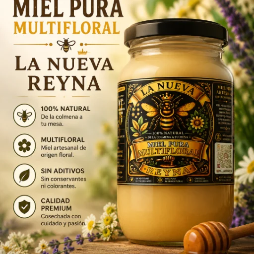 MIEL LA NUEVA REYNA POTE DE VIDRIO POR 500GR