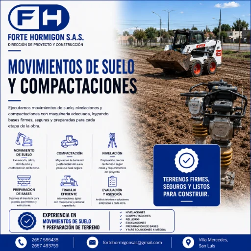 Servicio de movimientos de suelo, nivelaciones y compactaciones