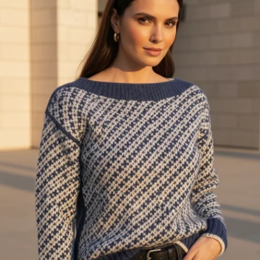 Sweater París - Color Azul y Beige