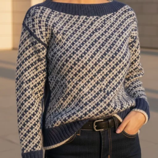 Sweater París - Color Azul y Beige