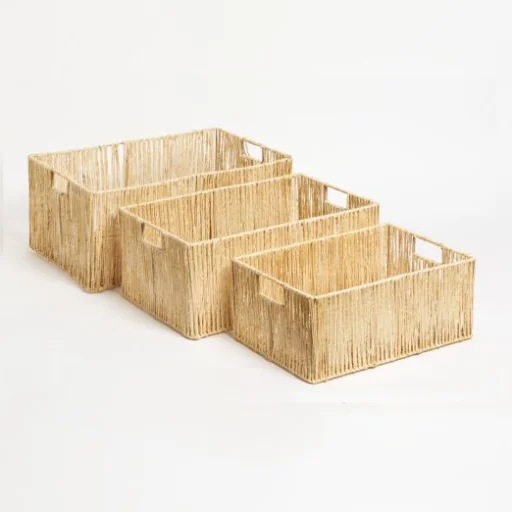CANASTO YUTE CUERDAS RECTANGULAR MEDIANO