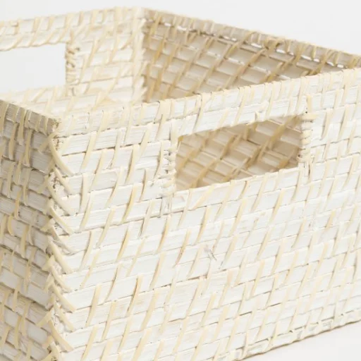 CANASTO CUADRADO RATTAN BLANCO GRANDE