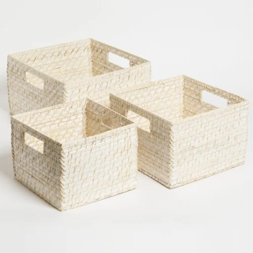 CANASTO CUADRADO RATTAN BLANCO GRANDE