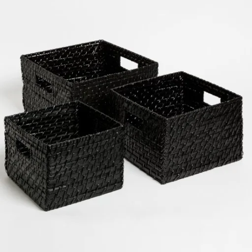 CANASTO RATTAN NEGRO GRANDE