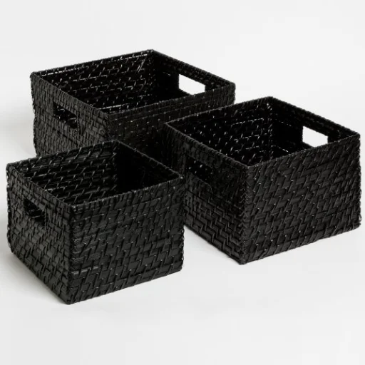 CANASTO RATTAN NEGRO CHICO