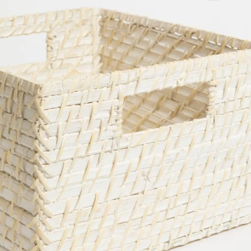 CANASTO CUADRADO RATTAN BLANCO CHICO