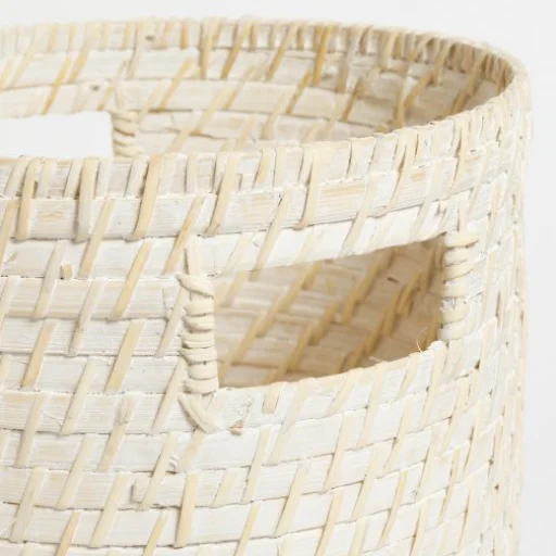 CANASTO REDONDO RATTAN BLANCO CHICO