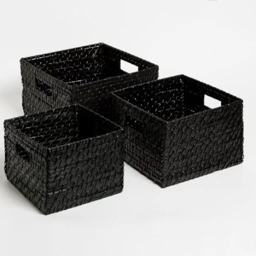 CANASTO RATTAN NEGRO MEDIANO