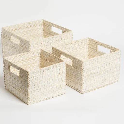CANASTO CUADRADO RATTAN BLANCO CHICO